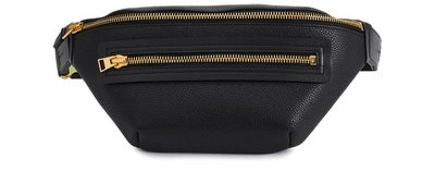 Shop Tom Ford Leather Zipped Bumbag In Black