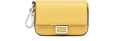 Shop Fendi Nano Baguette Charm In Yellow