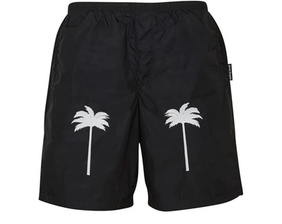 Shop Palm Angels Pxp Swim Shorts In Black/white