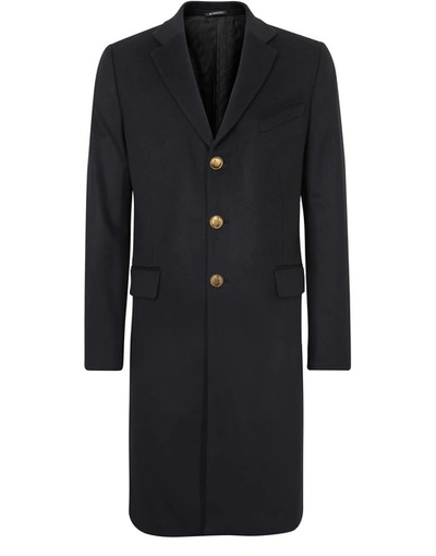 Shop Givenchy Wool Classic Coat With Gold Buttons In Black