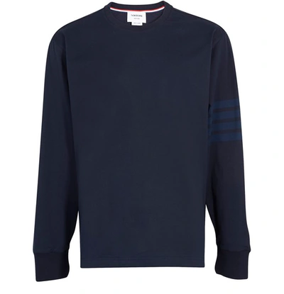 Shop Thom Browne 4-bar Long Sleeved T-shirt In Navy
