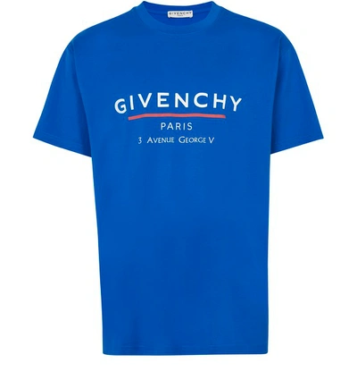 Shop Givenchy Oversized Address Logo T-shirt In Ocean Blue