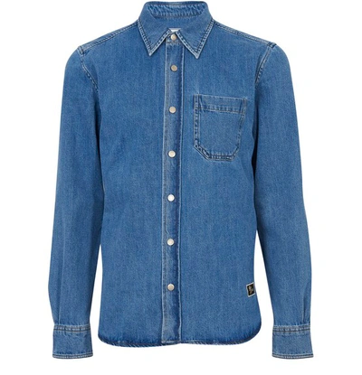 Shop Ami Alexandre Mattiussi Denim Shirt In Used Blue