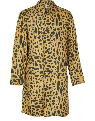 Shop Dries Van Noten Animal Printed Long Coat In Mustard