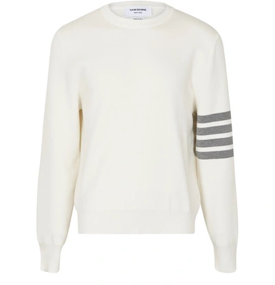 Shop Thom Browne 4-bar Cotton Sweatshirt In White