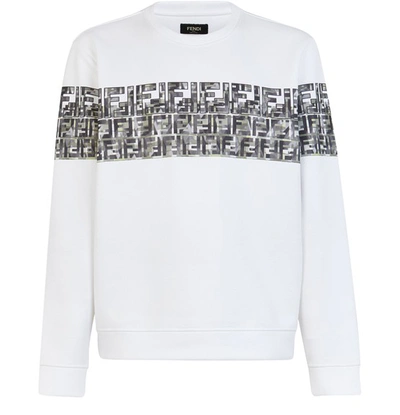 Shop Fendi Cotton Sweatshirt In Blanc