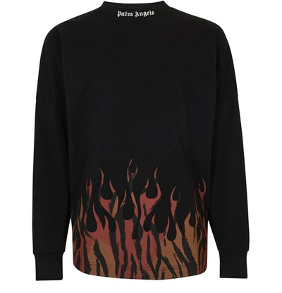 Shop Palm Angels Tiger Flames T-shirt In Black Orange