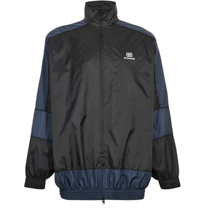 Shop Balenciaga Zip Up Jacket In Dark Navy