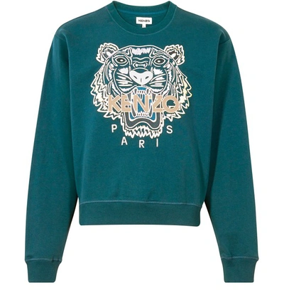 Shop Kenzo Tiger Sweatshirt In Bleu Canard