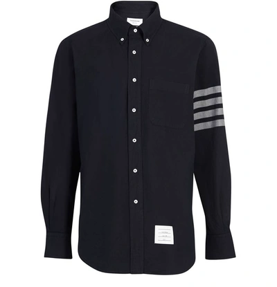 Shop Thom Browne 4-bar Cotton Shirt In Navy