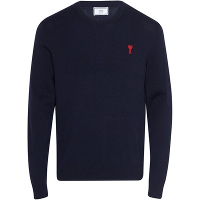 Shop Ami Alexandre Mattiussi De Coeur Sweater In Marine