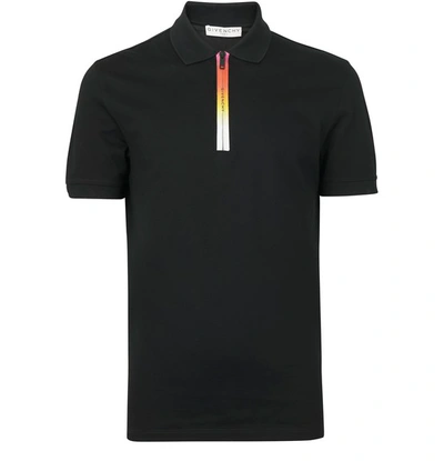 Shop Givenchy Tye And Dye Zipped Short Sleeve Polo In Black