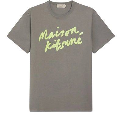 Shop Maison Kitsuné Handwriting T-shirt In Dark Grey