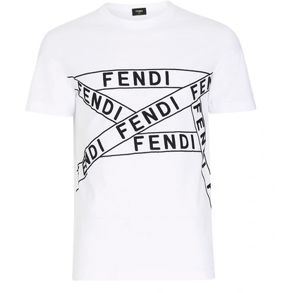 Shop Fendi Tape Short Sleeves T-shirt In White