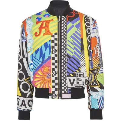 Shop Versace Miami Print Réversible Jacket In Nero