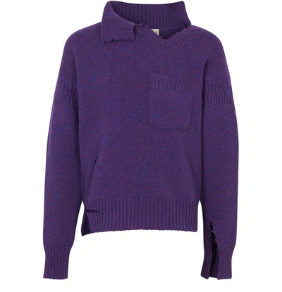 Shop Marni Torn Up Knitwear In Purple