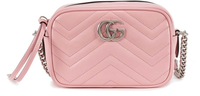 Shop Gucci Gg Marmont Mini Crossbody Bag In Wild Rose