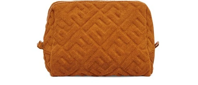 Shop Fendi Medium Beauty Pouch In Marron