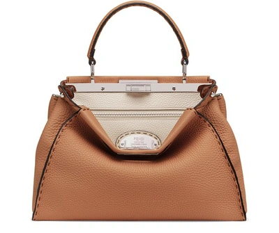 Shop Fendi Peekaboo Iconic Medium In Marron