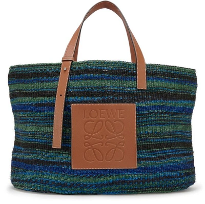 Shop Loewe Paula's Ibiza Basket Large Bag In Black Blue