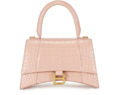 Shop Balenciaga Hourglass Small Top Handle Bag In Nude Beige