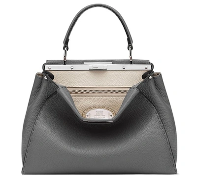 Shop Fendi Peekaboo Iconic Medium In Gris Asphalte