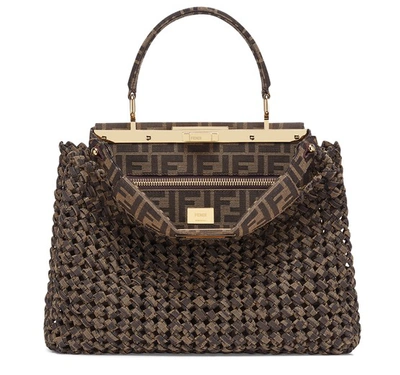 Shop Fendi Peekaboo Iconic Medium In Marron