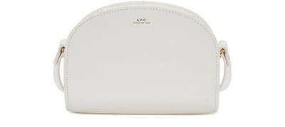 Shop A.p.c. Mini Demi-lune Bag In Embossed Leather In Blanc