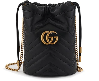 Shop Gucci Gg Marmont Bucket Bag In Black