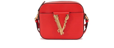 Shop Versace Virtus Bag In Eros Flame Red Oro Tribute