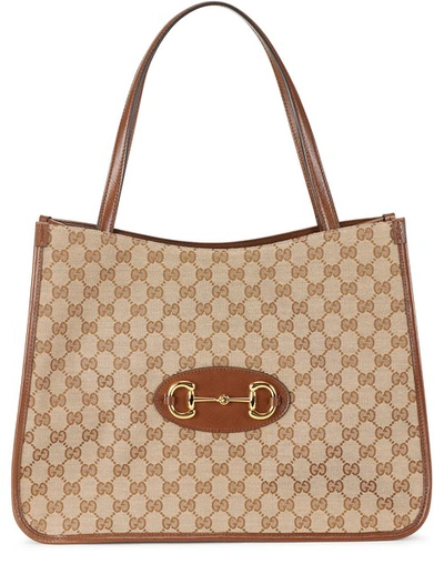 Shop Gucci Horsebit Tote Bag In Brown Ebony Brown Sugar