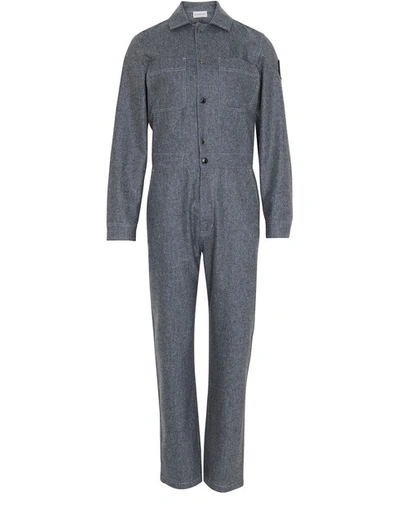 Shop Moncler Wool Jumpsuit In Grey