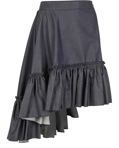 Shop Max Mara Tebato Denim Skirt In Blu Marino