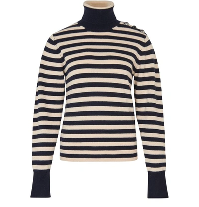 Shop Chloé Turtleneck Sweater In Blue White 1