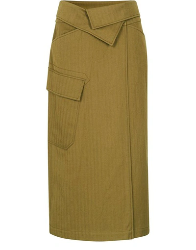 Shop Kenzo Wrap Skirt In Khaki
