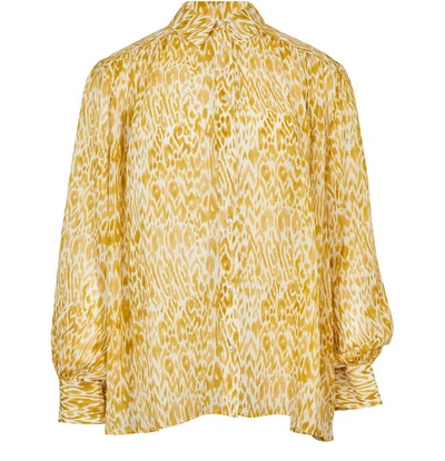 Shop Anine Bing Caleb Silk Shirt In Mixed Leo