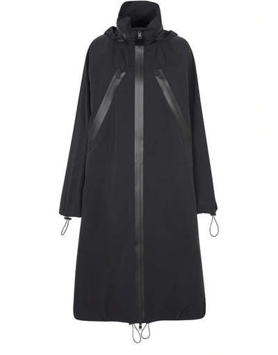 Shop Bottega Veneta Long Coat In Washed Nylon In Black