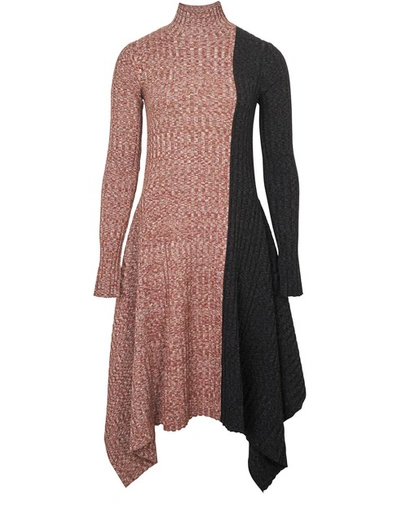 Shop Jw Anderson Asymmetric Contrast Dress In Rust