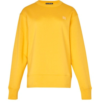 Shop Acne Studios Fairview Face Sweatshirt In Honey Yellow