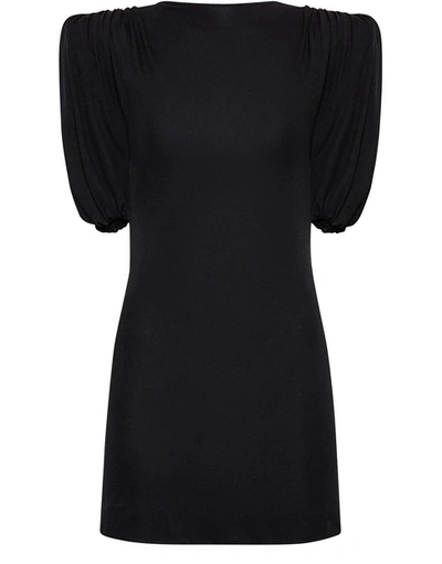 Shop Versace Black Short Dress In Nero