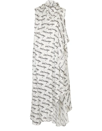 Shop Balenciaga Stola Long Printed Dress In 9040