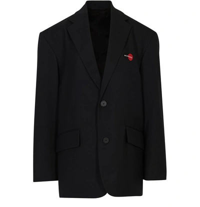 Shop Balenciaga Boxy Blazer Jacket In Black