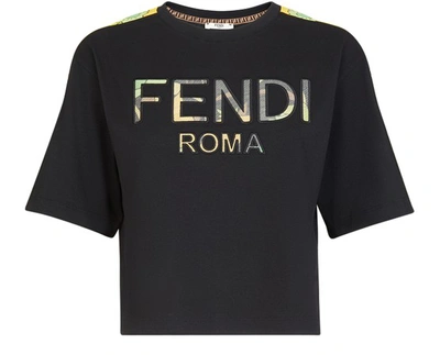 Shop Fendi Black Cotton T-shirt In Noir