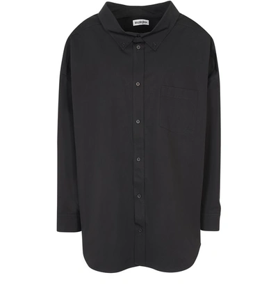 Shop Balenciaga Long Sleeve Swing Shirt In 1000