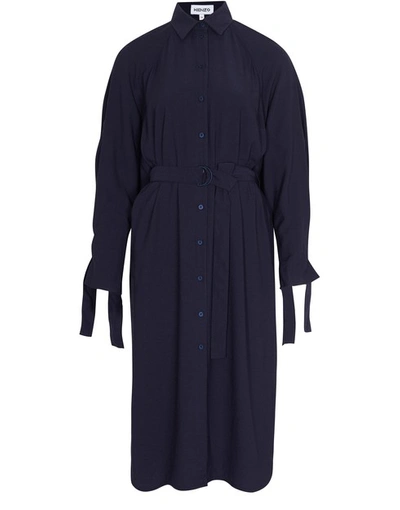 Shop Kenzo Shirting Dress Midi In Navy Blue