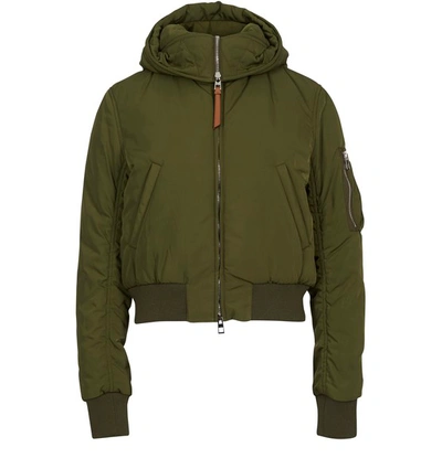 Shop Loewe Cropped Bomber Jacket In Forest Green