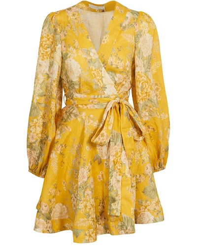 Shop Zimmermann Amelie Wrap Dress In Amber Floral