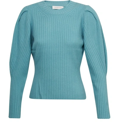 Shop Zimmermann Ladybeetle Draped Sweater In Turquoise
