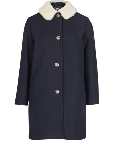 Shop Apc New Doll Coat In Dark Navy