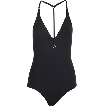 Shop Stella Mccartney Fine Lines Swimsuit In Black